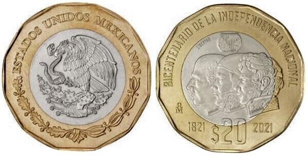 20 pesos (Bicentennial of National Independence)