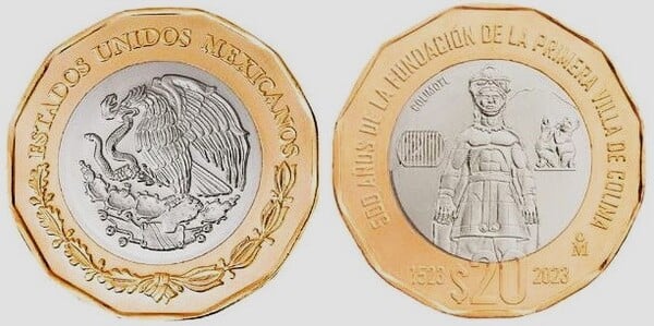 20 pesos (500th Anniversary of the Foundation of Colima)