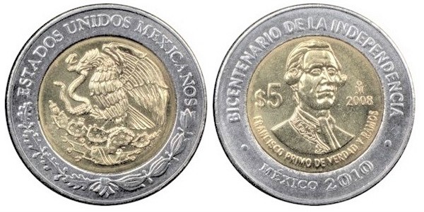 5 pesos (Bicentennial of Independence-Francisco Primo de Verdad y Ramos)