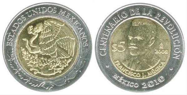 5 pesos (Centennial of the Revolution-Francisco J. Múgica)