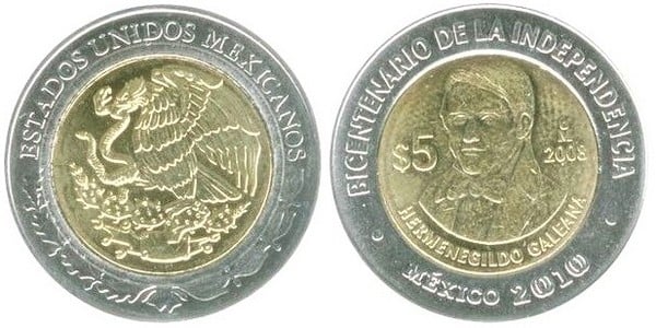 5 pesos (Bicentennial of the Independence of Mexico-Hermenegildo Galeana)