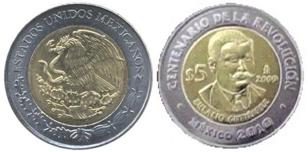 5 pesos (Centennial of the Revolution-Eulalio Gutiérrez)