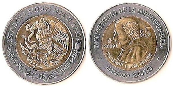 5 pesos (Bicentennial of Independence-Servando Teresa de Mier)