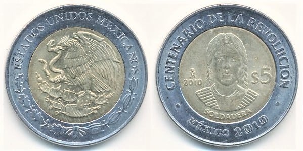 5 pesos (Centenary of the Revolution-La Soldadera)