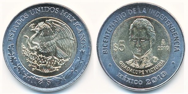 5 pesos (Bicentennial of Independence-Guadalupe Victoria)