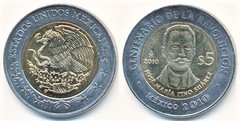5 pesos (Centenario de la Revolución-José María Pino Suarez)