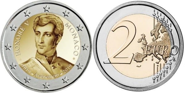 2 euro (200th Anniversary of the Ascension to the Throne of Honoré V of Monaco)