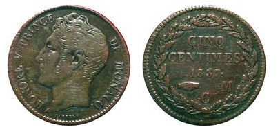 5 centimes (Large head-Color Copper)