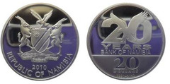20 dollars (20 aniversario del Banco de Namibia)
