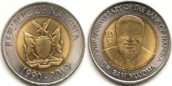 10 dollars (20th Anniversary of the Bank of Namibia)