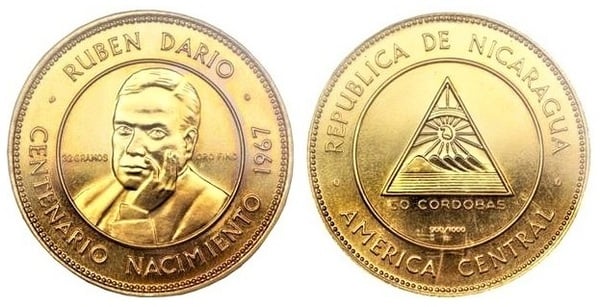 50 córdobas (Centenary of the birth of Ruben Dario)