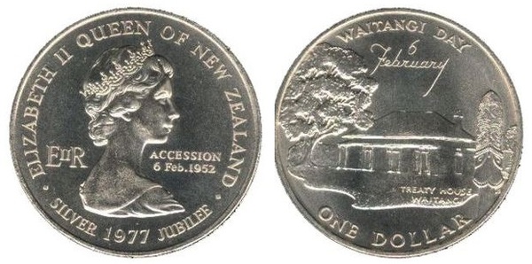 1 dollar (25th Anniversary of the Ascension of Elizabeth II - Waitangi Day)