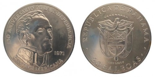 20 balboas (150th Anniversary of Central American Independence)