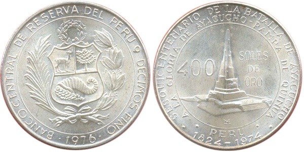 400 soles (150th Anniversary of the Battle of Ayacucho)