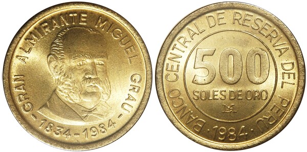 500 soles (150th Anniversary of the Birth of Admiral Miguel Grau)