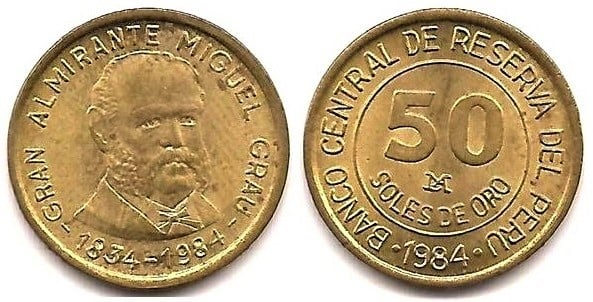 50 soles (150th Anniversary of the Birth of Admiral Miguel Grau)