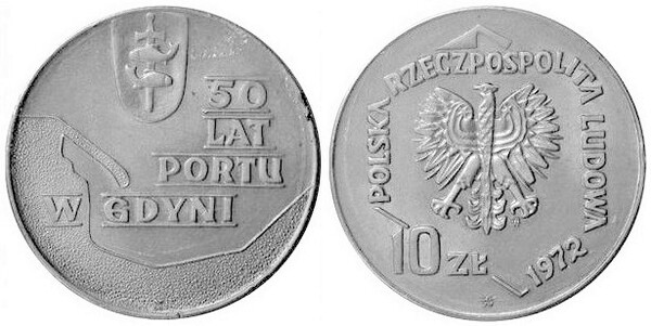 10 zlotych  (50th Anniversary of the Port of Gdynia)