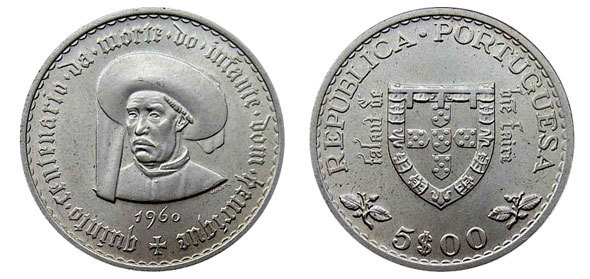 5 escudos (5th Centenary of the Death of Infante Don Enrique)