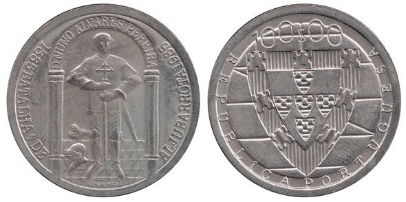 100 escudos (600th Anniversary of the Battle of Aljubarrota)