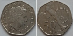 50 pence (50 Aniversario 1ª Milla por debajo de los 4 minutos - Roger Bannister)