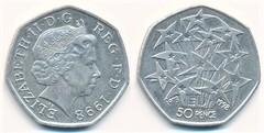 50 pence (Elizabeth II - 25 Aniversario de Gran Bretaña en el Mercado Común)