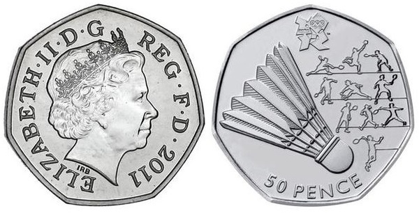 50 pence (London 2012 Olympic Games-Badminton)