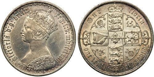 Coin 1 florin Victoria 1856 1873 of United Kingdom Updated