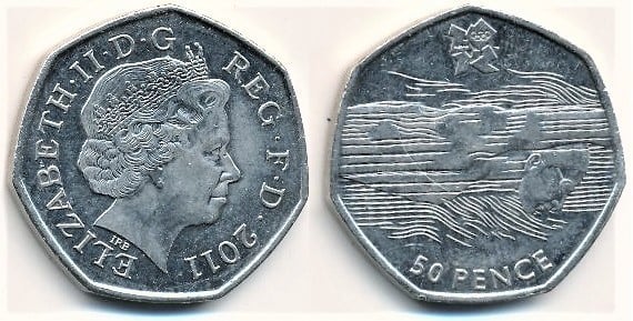 50 pence  (London 2012 Olympic Games - Swimming)