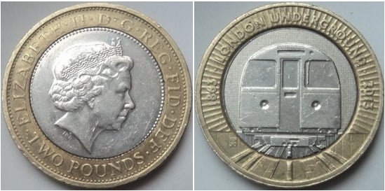 2 pounds (125th Anniversary of London Underground - Train)