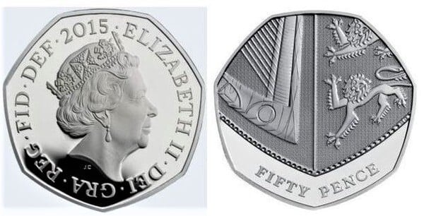 50 pence  (Elizabeth II - shield - 6/6 - 5th portrait)