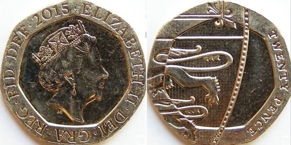 20 pence (Elizabeth II - shield - 5/6)