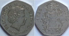 50 pence (250 Aniversario Fundación de los Reales Jardines Botánicos en Kew)