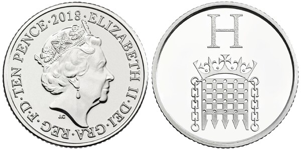 10 pence (Alphabet H - Houses of Parliament)