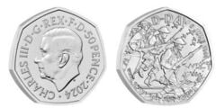 50 pence (80th anniversary of the Normandy invasion)