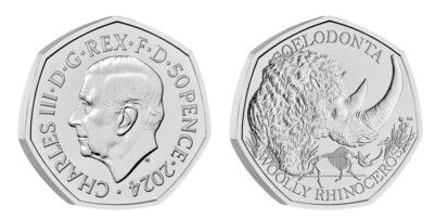 50 pence (woolly rhinoceros)