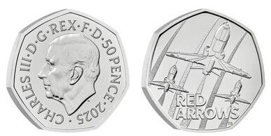 50 pence (60th Anniversary of the first Red Arrow exhibition)