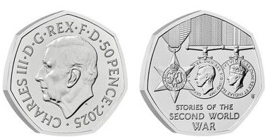 50 pence (80th anniversary of the end of World War II)