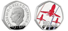 50 pence (60th anniversary of the first exhibition of the Red Arrow-Crude Arrow)