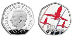 50 pence (60th anniversary of the first Red Arrow exhibition)