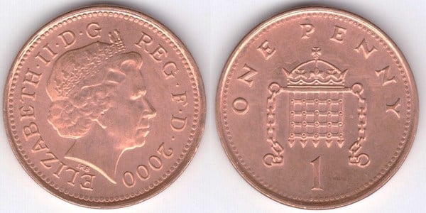 Coin 1 penny Elizabeth II 1998 2008 of United Kingdom Updated