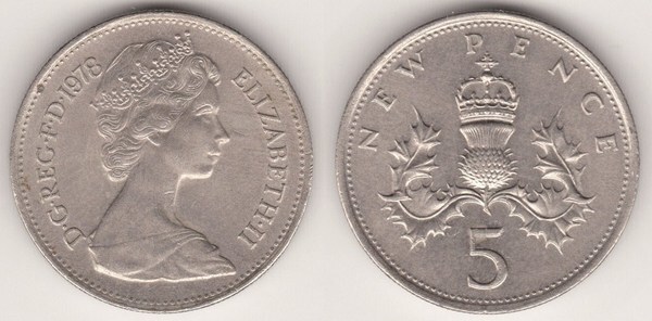 5 new pence (Elizabeth II)