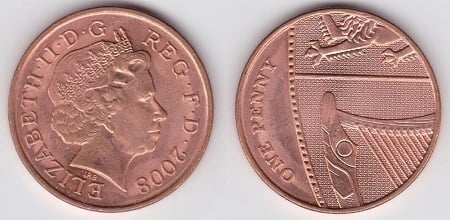 1 penny (Elizabeth II - shield - 1/6)