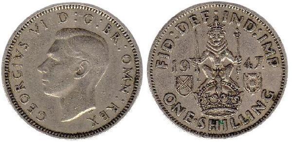 Coin 1 shilling George VI 1947 1948 of United Kingdom Updated