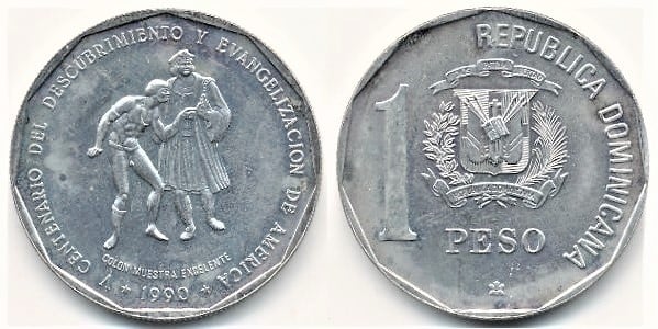 1 peso (500th Anniversary of the Discovery and Evangelization of America)