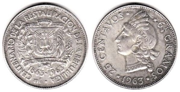 25 centavos (100th Anniversary of the Restoration of the Republic)