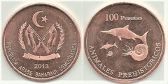 100 pesetas (Animales prehistóricos)