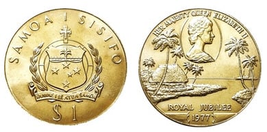 1 tala (25th anniversary of the accession to the throne of Queen Elizabeth II)