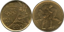 200 lire (XXII Olympiad Moscow-1980 - Wrestling)