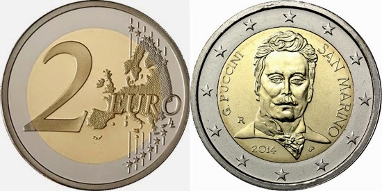 2 euro (90 Aniversario de la Muerte de Giacomo Puccini)