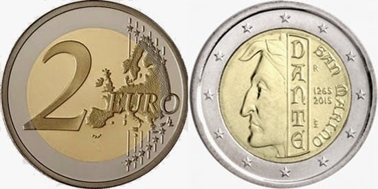 Coin 2 euro 750 Aniversario del Nacimiento de Dante Alighieri